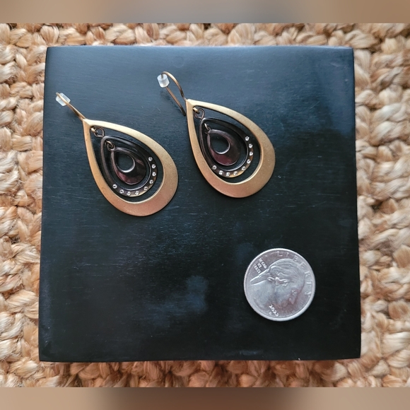 Kenneth Cole Brass and Bronze Teardrop Dangle Earrings - Picture 2 of 3